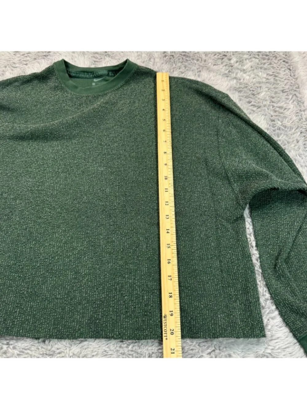 Nike T-Shirt Women's S Green Cotton Cropped Performance Speckled Running Gym